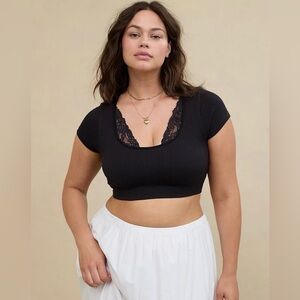 Aerie Superchill Seamless Lace Cap Sleeve Bra Top